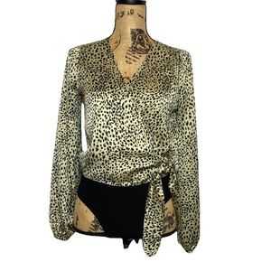Lovers & Friends Animal Print Wrap Bodysuit XS